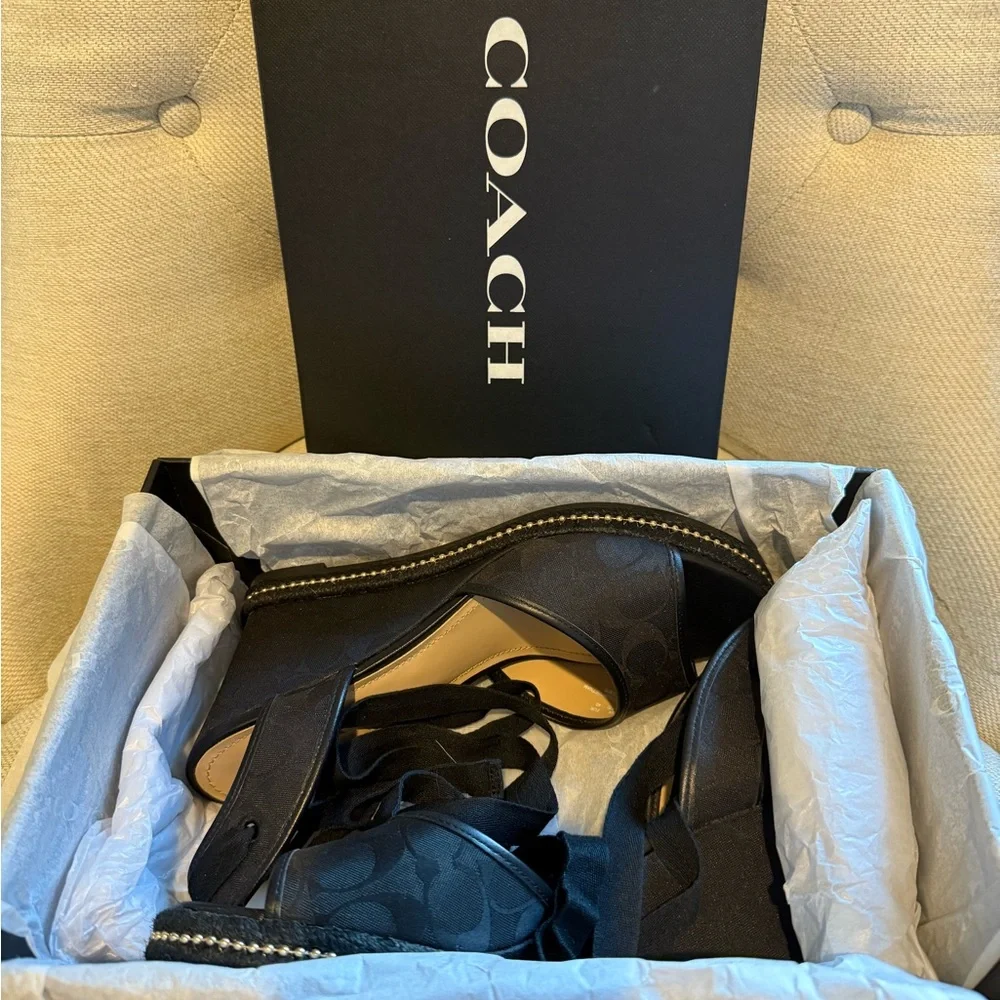 Coach Black Heels with Ankle Strap and Platform - Picture 3 of 6